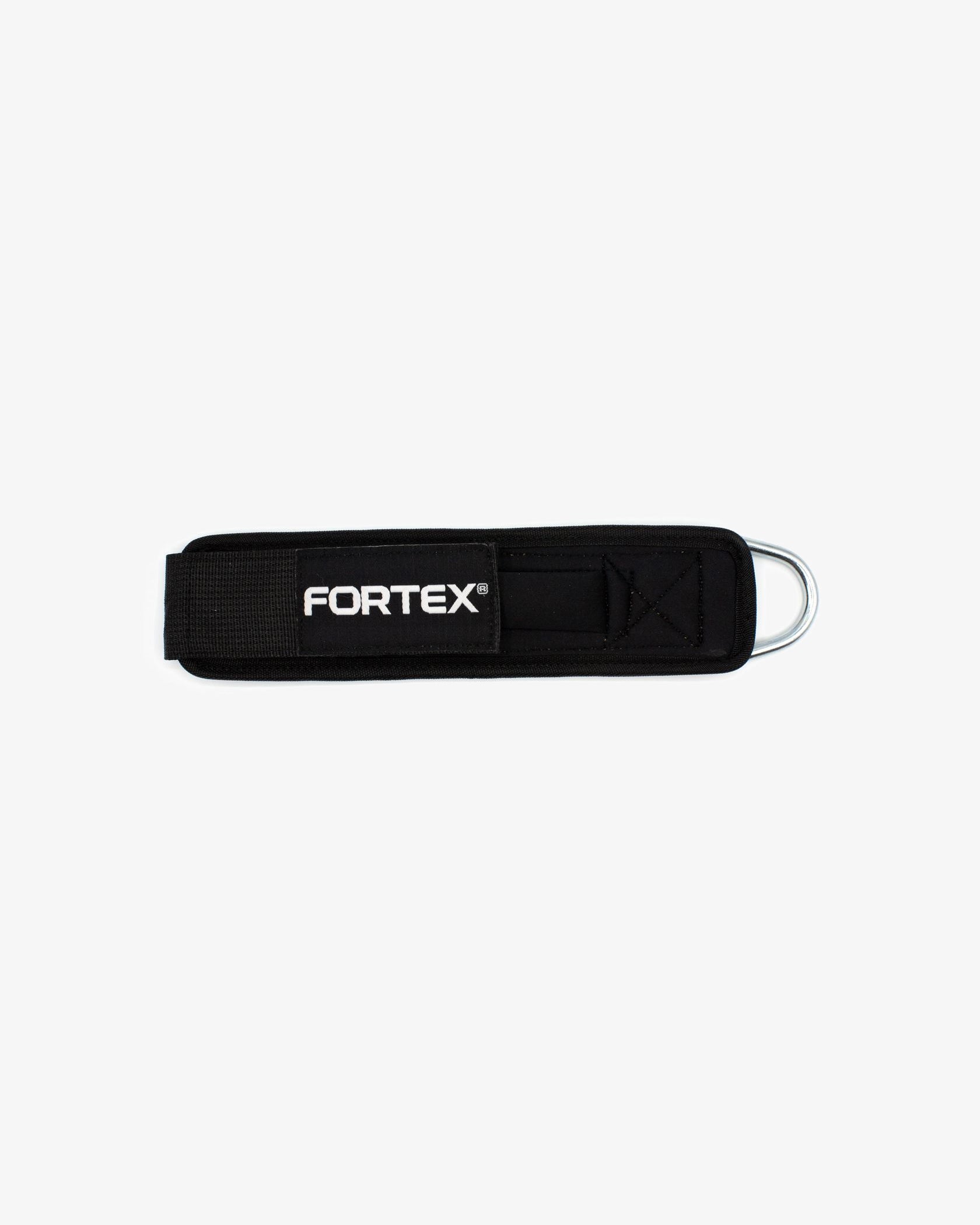 Top view of the Fortex gym ankle strap. The circumference is adjustable from approximately 28 cm to 40 cm.