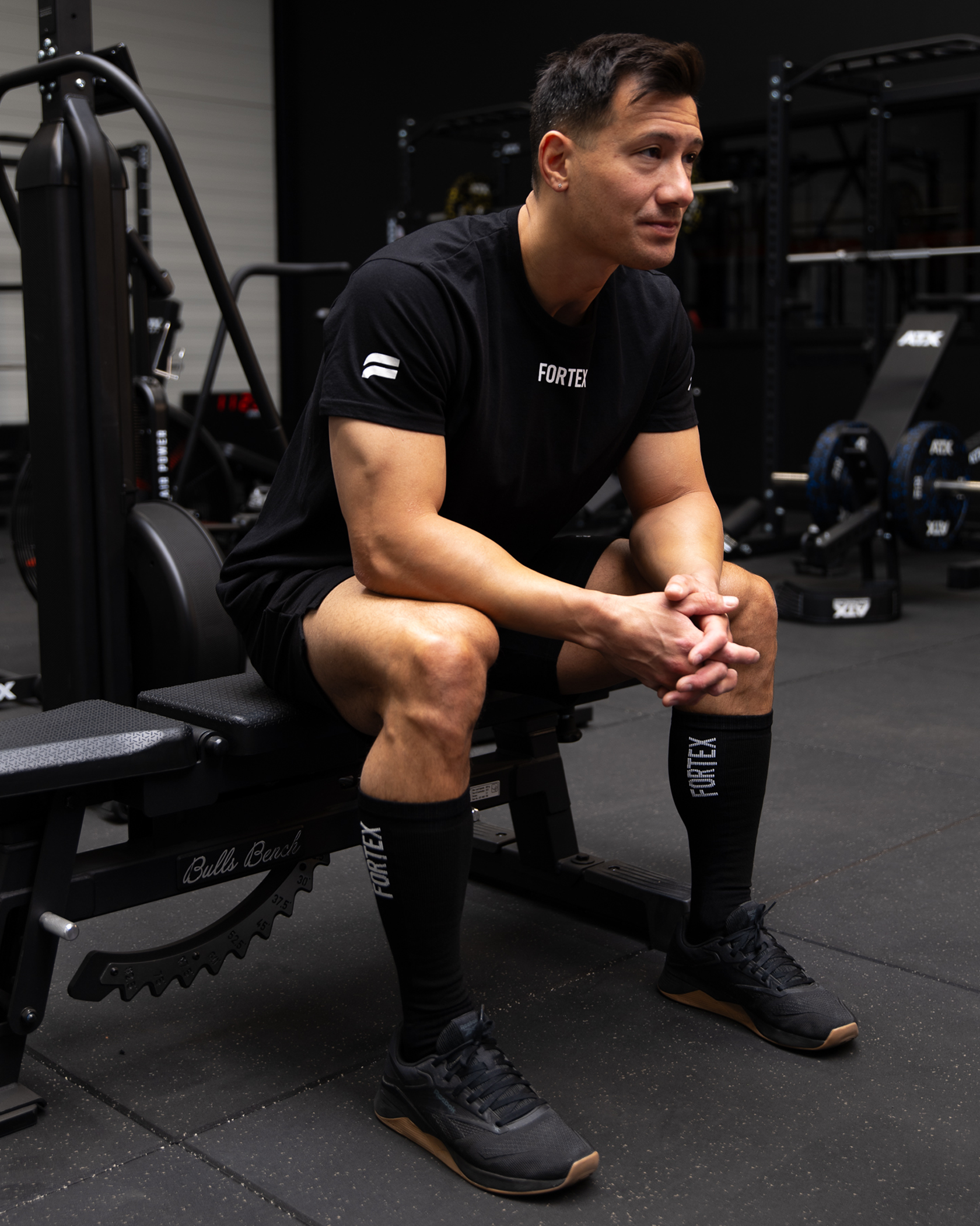 Fortex Deadlift Socks Black with reinforced shin protection.