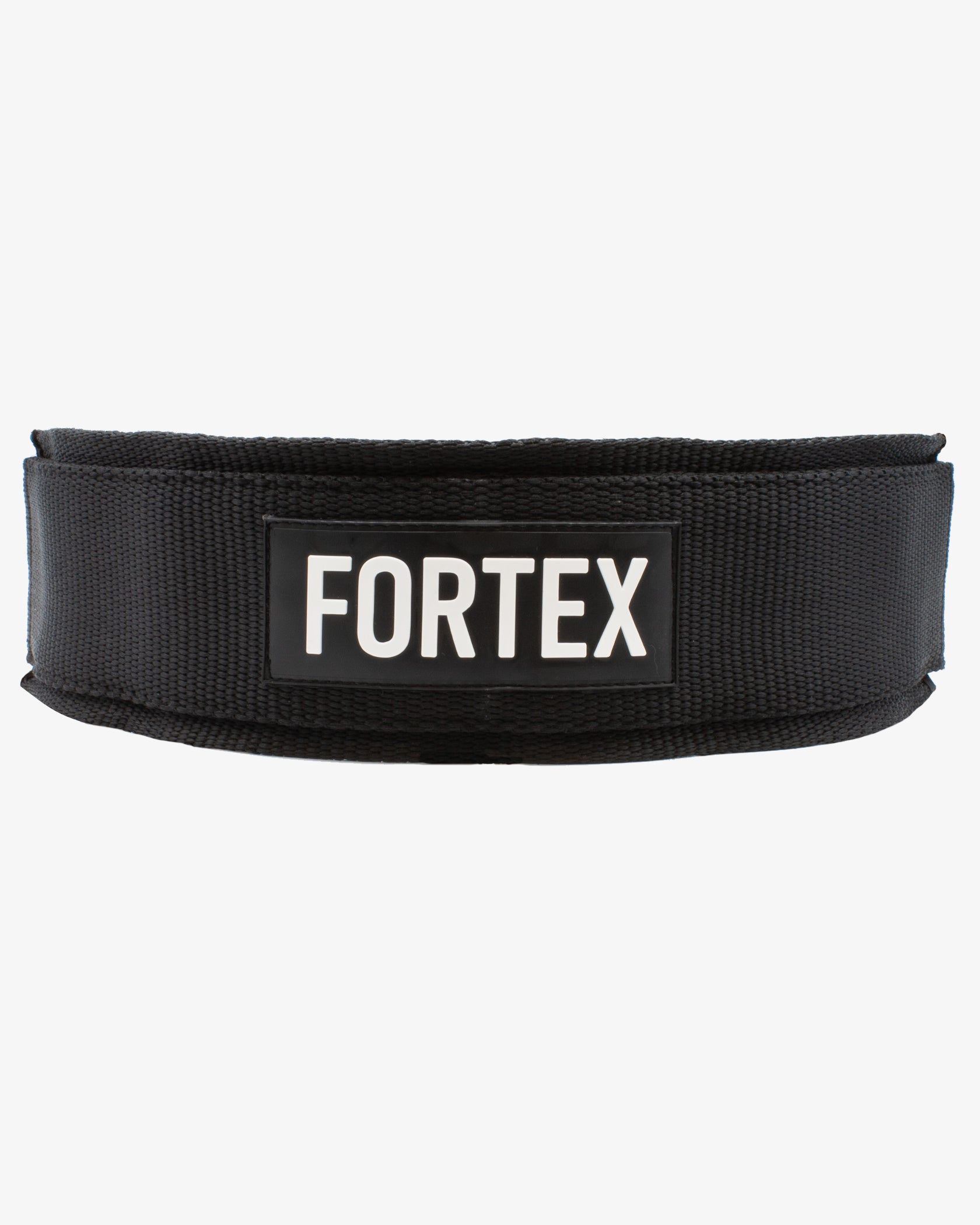Front view of the black Fortex Premium Dip Belt.