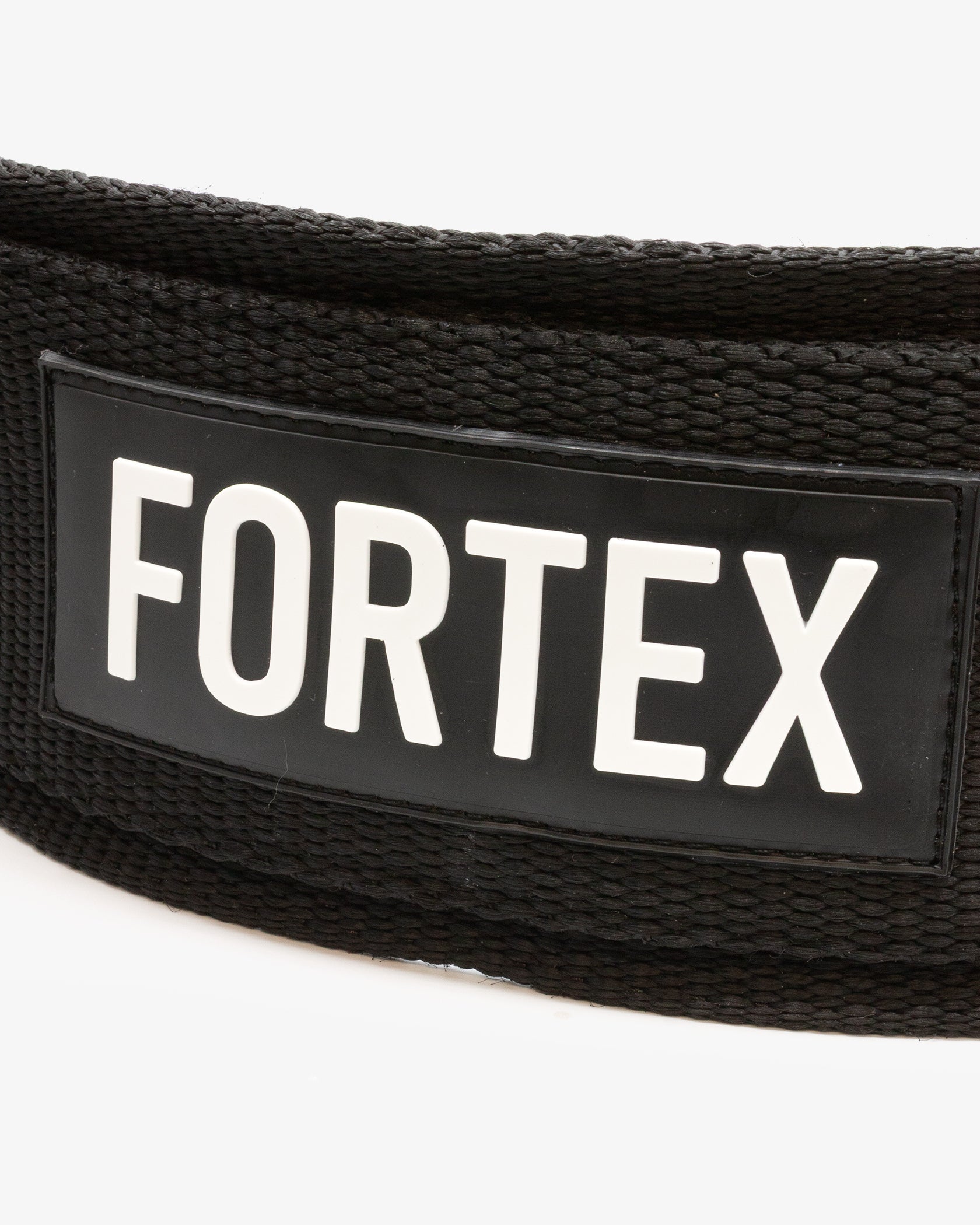 Close-up of the Fortex Premium Dip Belt logo.