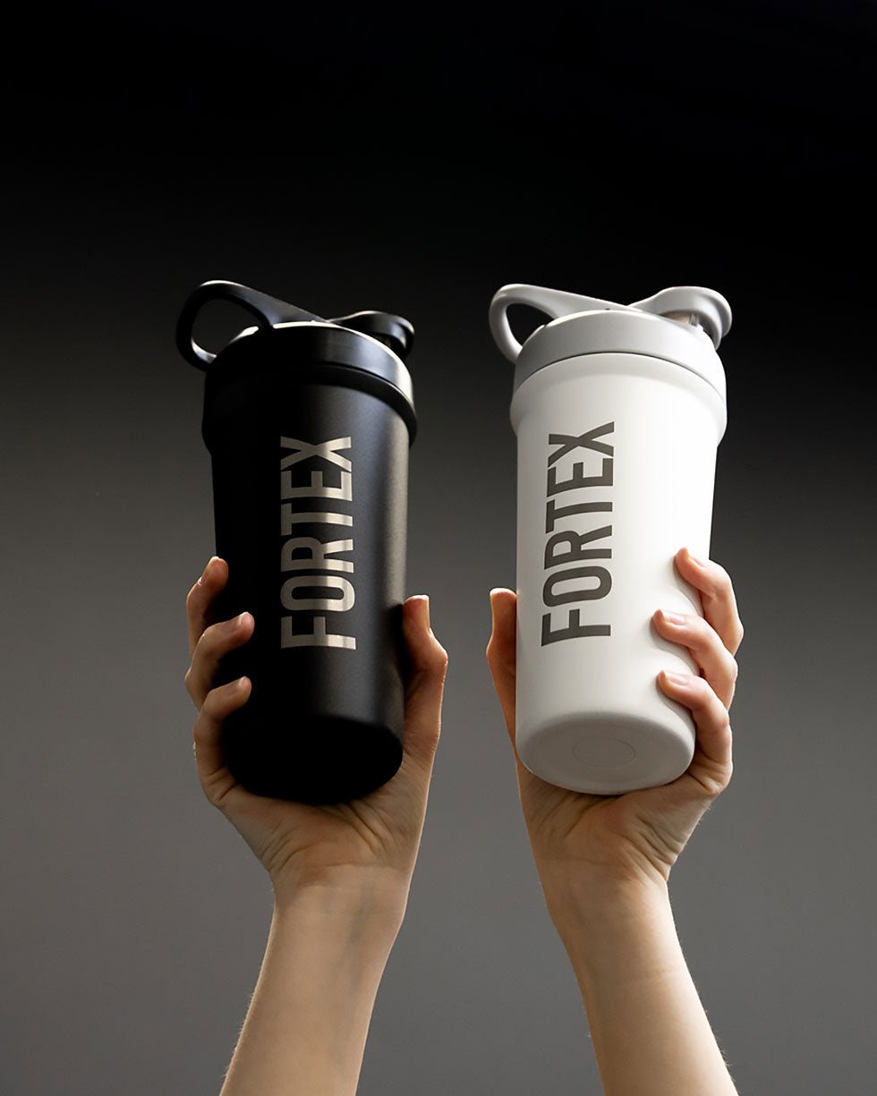 Stainless Steel 2-in-1 Shaker - White - Fortex Fitness
