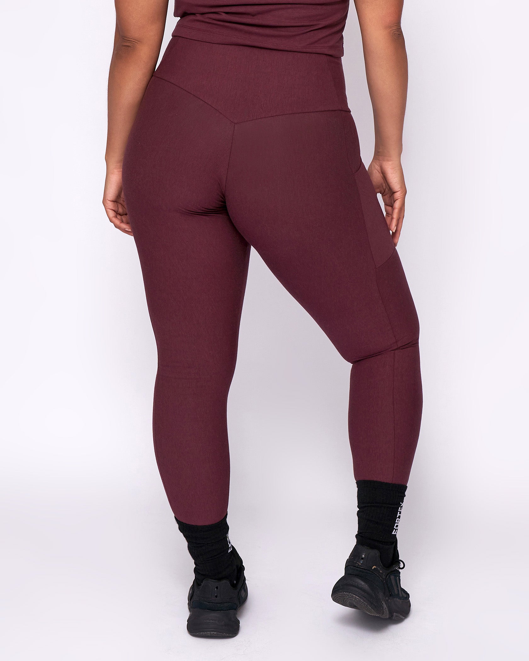 Famme Suave High Waisted Leggings Burgundy, GymWear UK