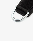 Detailed view of the reinforced steel D-ring connector on the Fortex ankle strap.