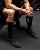 Black Fortex Deadlift Socks with extra-thick shin padding.