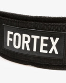 Close-up of the Fortex Premium Dip Belt logo.