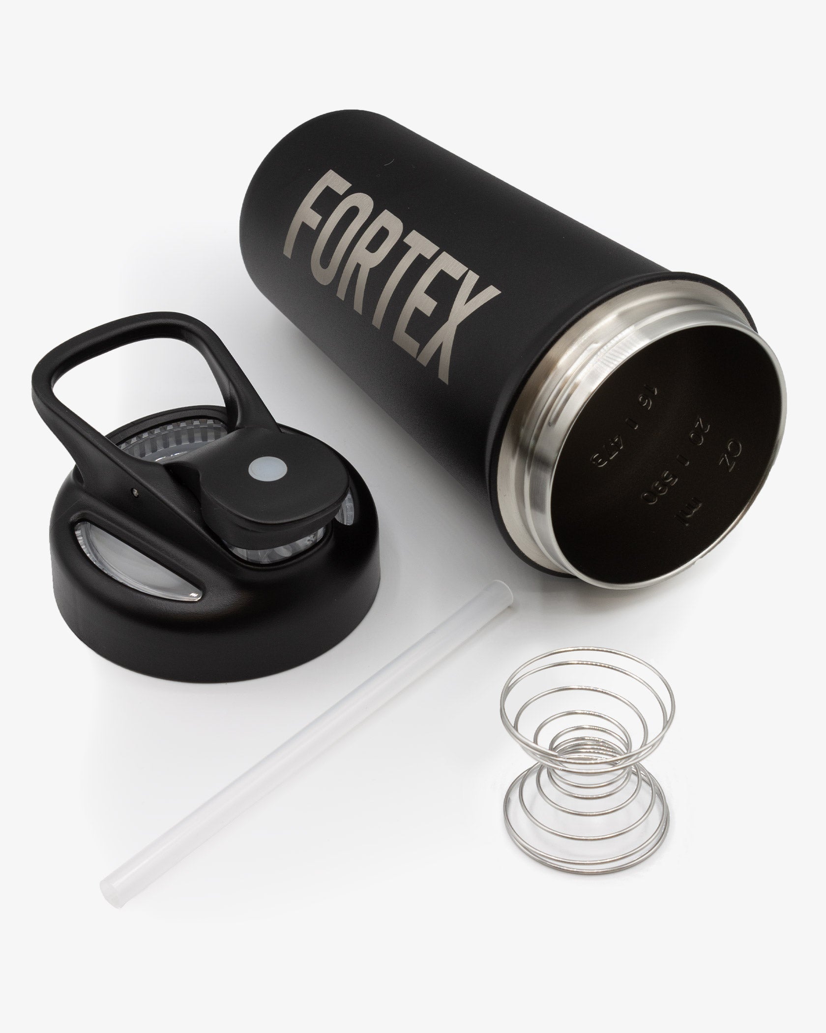 Stainless Steel 2-in-1 Shaker - Black - Fortex Fitness